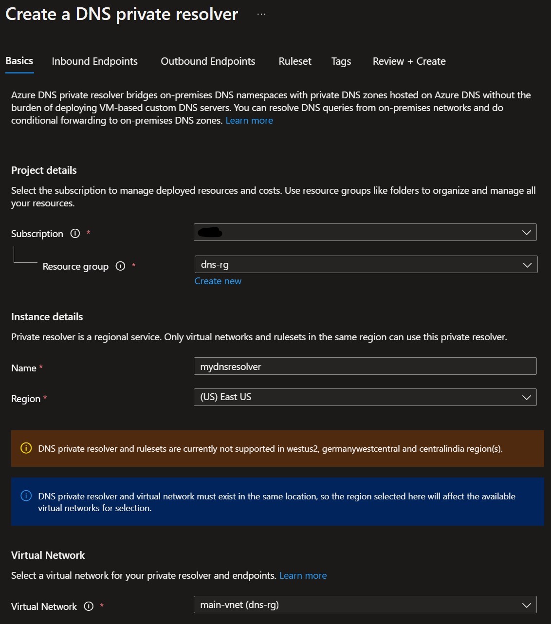 Creating DNS Private Resolver