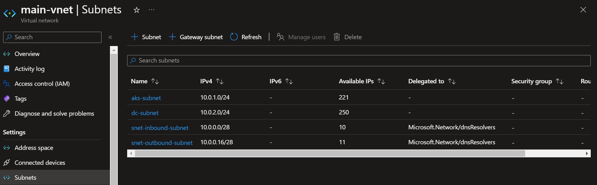 VNet Subnet Delegation