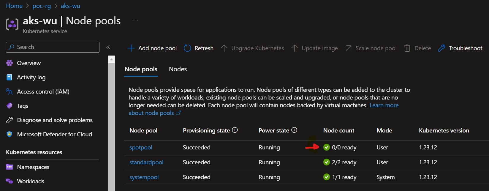 Node Pool Scale Down