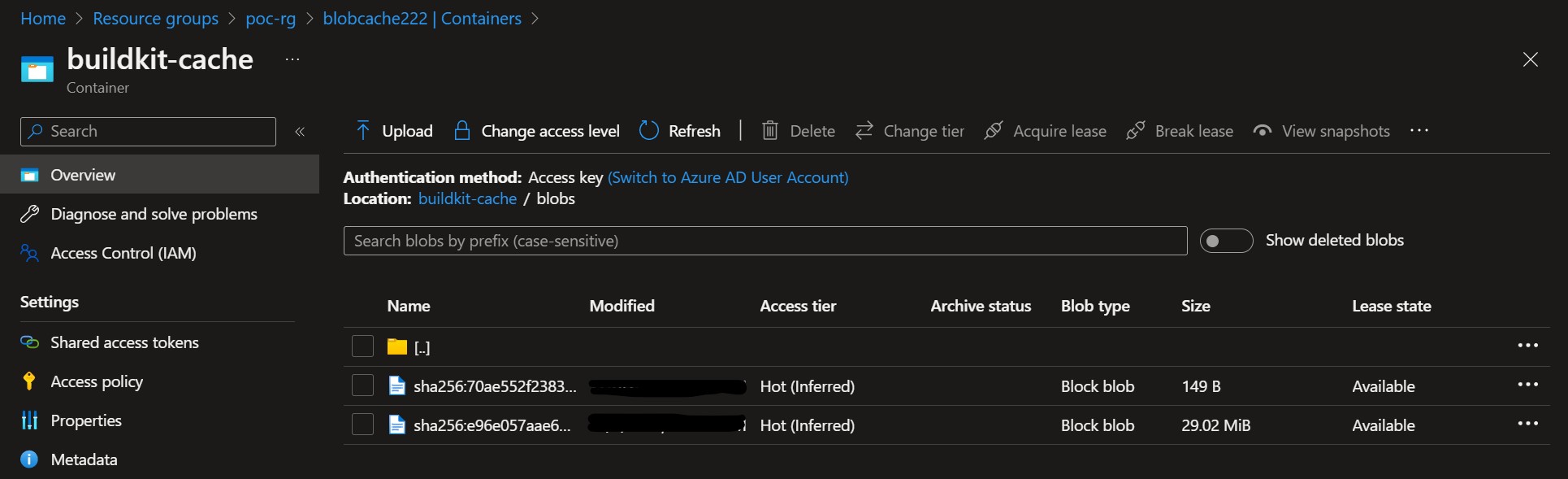 Cached Layers in Blob Storage