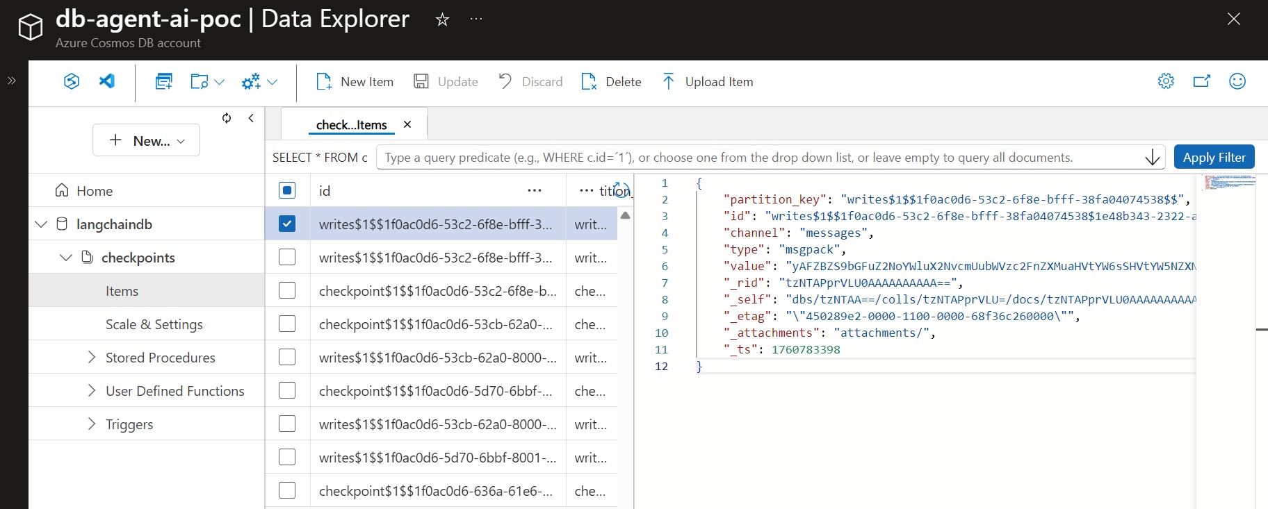 CosmosDB Checkpoints